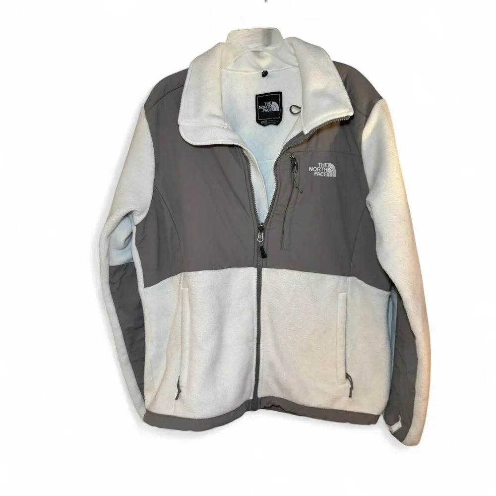 The North Face Women's grey and white fleece full zip Polartec jacket Size Large